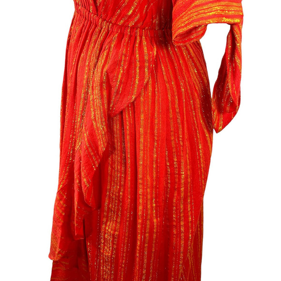 Michael Kors NWT Metallic Crepe Wrap-Effect Dress XS - Picture 9 of 16